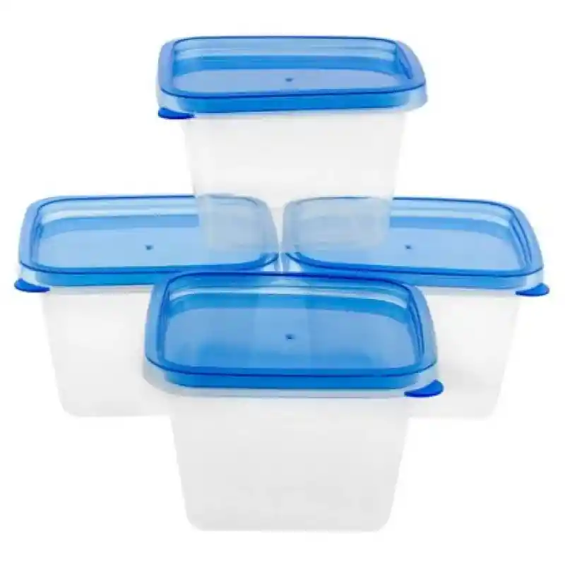 Haixing Set de Recipientes Con Tapa Cuadrados Plástico 0,55 L