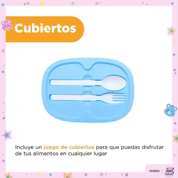 Contenedor de Doble Pared Azul 1600 mL Serie Care Bears Miniso