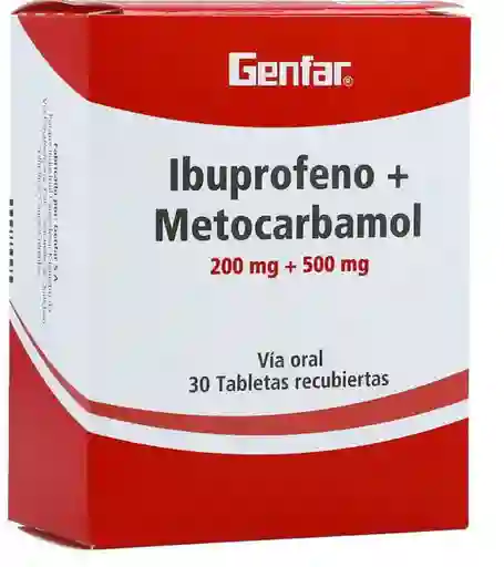 Ibuprofeno Blister 200mg/Metocarbamol 500mg Tabletas Recubiertas Genfar