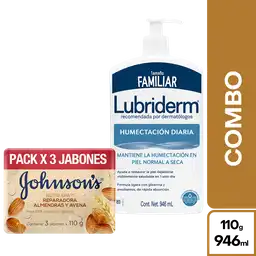 Combo Johnsons Jabon Avena 3 Und + Lubriderm Humectación Diaria
