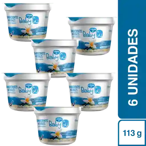 6 x Baby gu Yogurt Entero Sin Dulce Sabor Vainilla