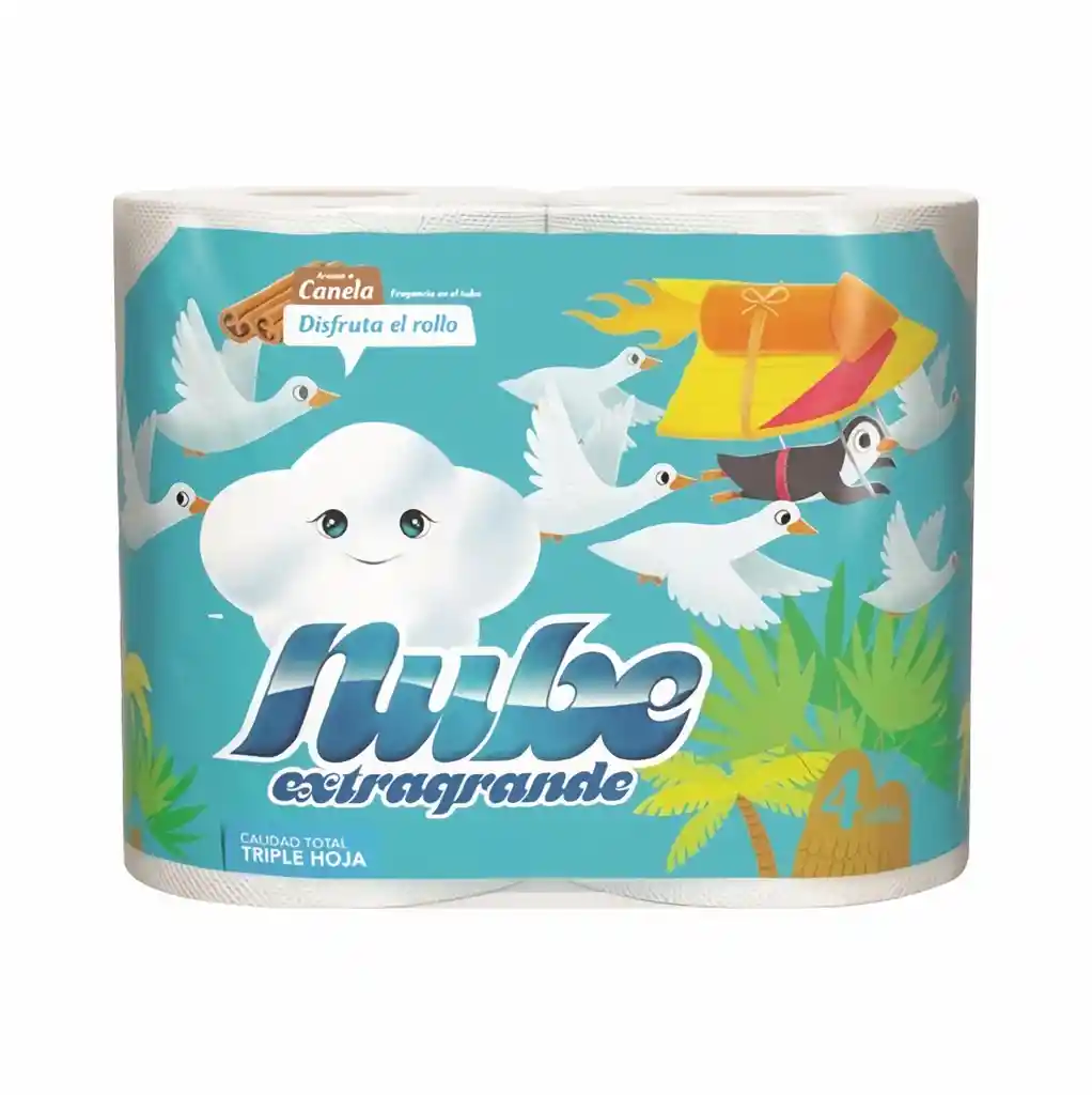 Nube Papel Higiénico Extra Grande Triple Hoja Aroma a Canela