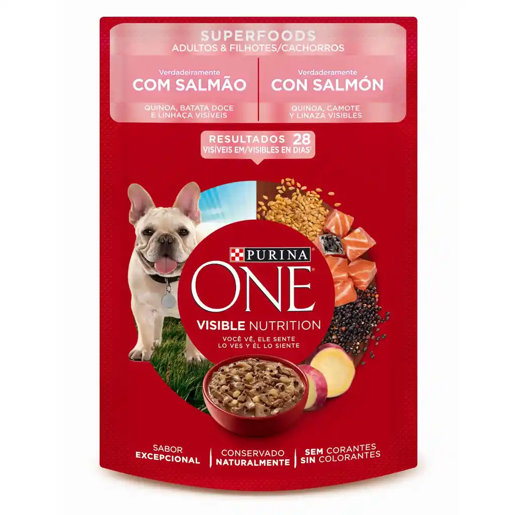 Comida húmeda para perros cachorros y adultos sabor a salmón Purina One x 85gr