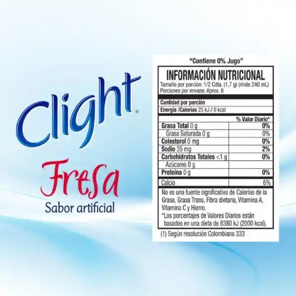 Clight Bebida en Polvo Sin Calorías Sabor a Fresa 14 g