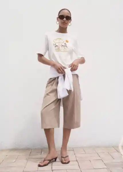 Camiseta Ete-W Off White Talla M Mujer Mango