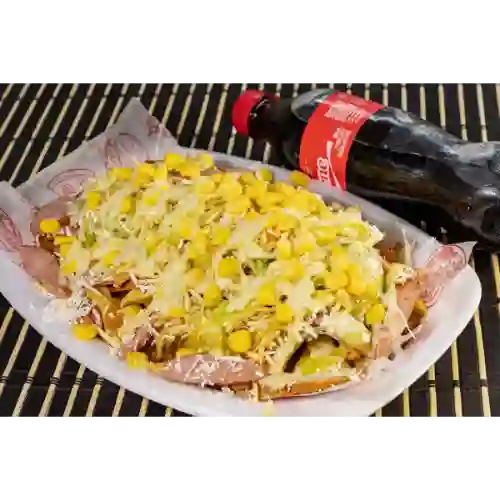Salchipapa Suiza & Gaseosa 400 ml