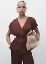Chaleco Flor Chocolate Talla M Mujer Mango