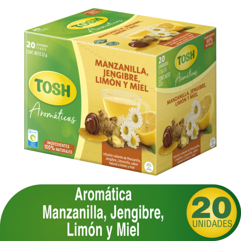 Tosh Aromática Manzanilla Jengibre Limón y Miel 22 g