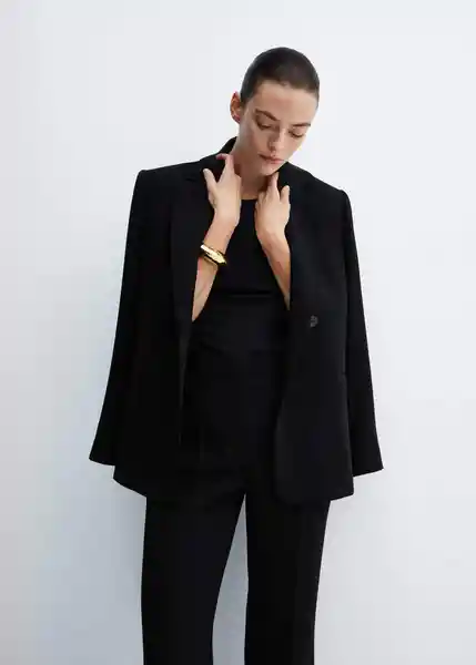 Blazer Americana Tortuga Negro Talla 25 Mujer Mango