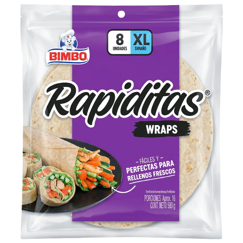 Tortillas Bimbo Rapiditas Wraps 8p 580g