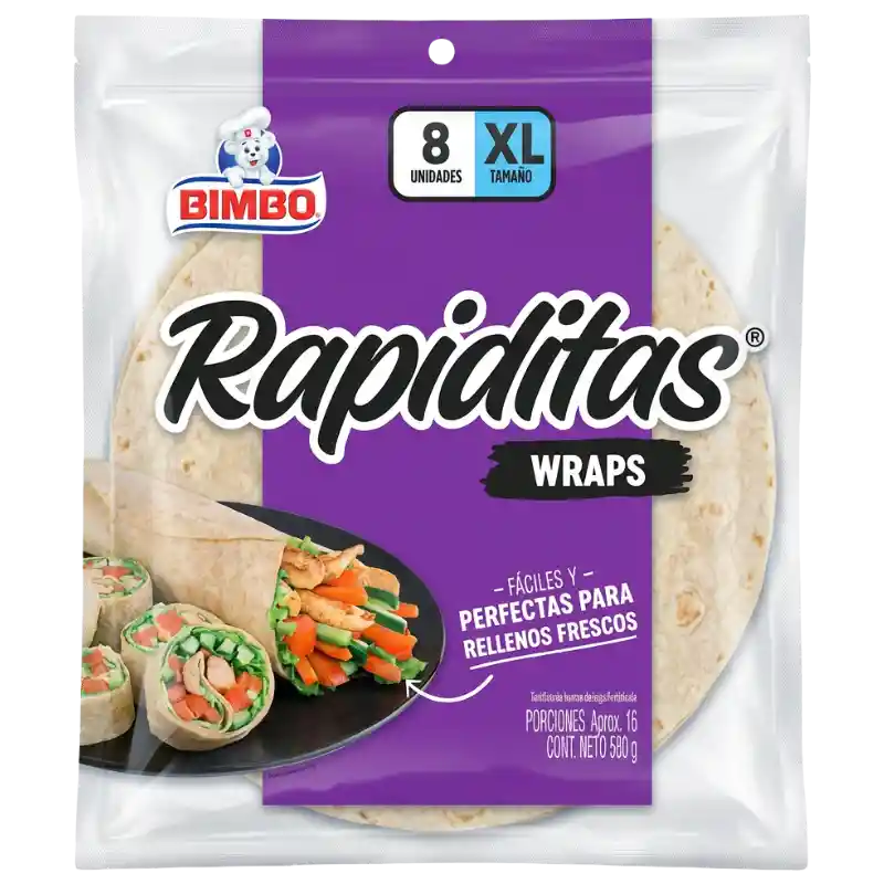 Tortillas Bimbo Rapiditas Wraps 8p 580g