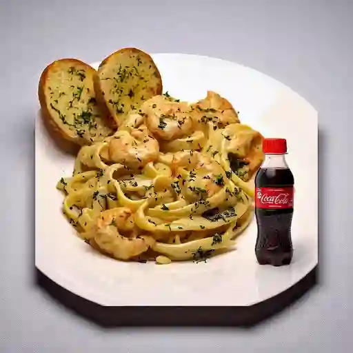 Combo Pasta Alfredo c/ Camarones +Cocacola Orig 200ml