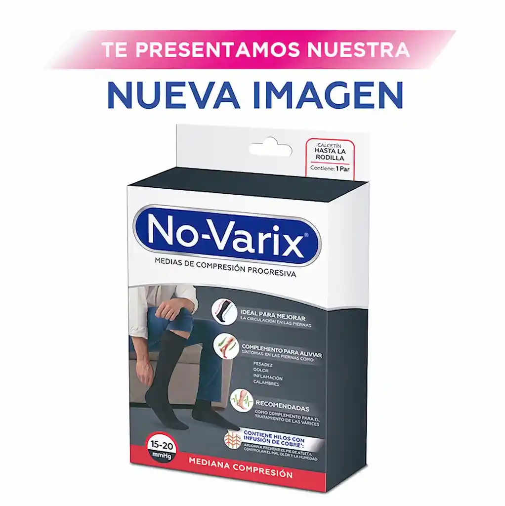 No-Varix Calcetín Hilos de Cobre 15-20 mm/hg Navy XL