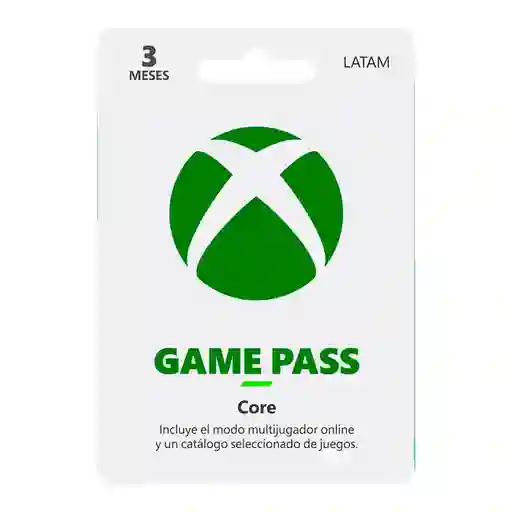 Tarjeta Xbox Game Pass Core 3 Meses.