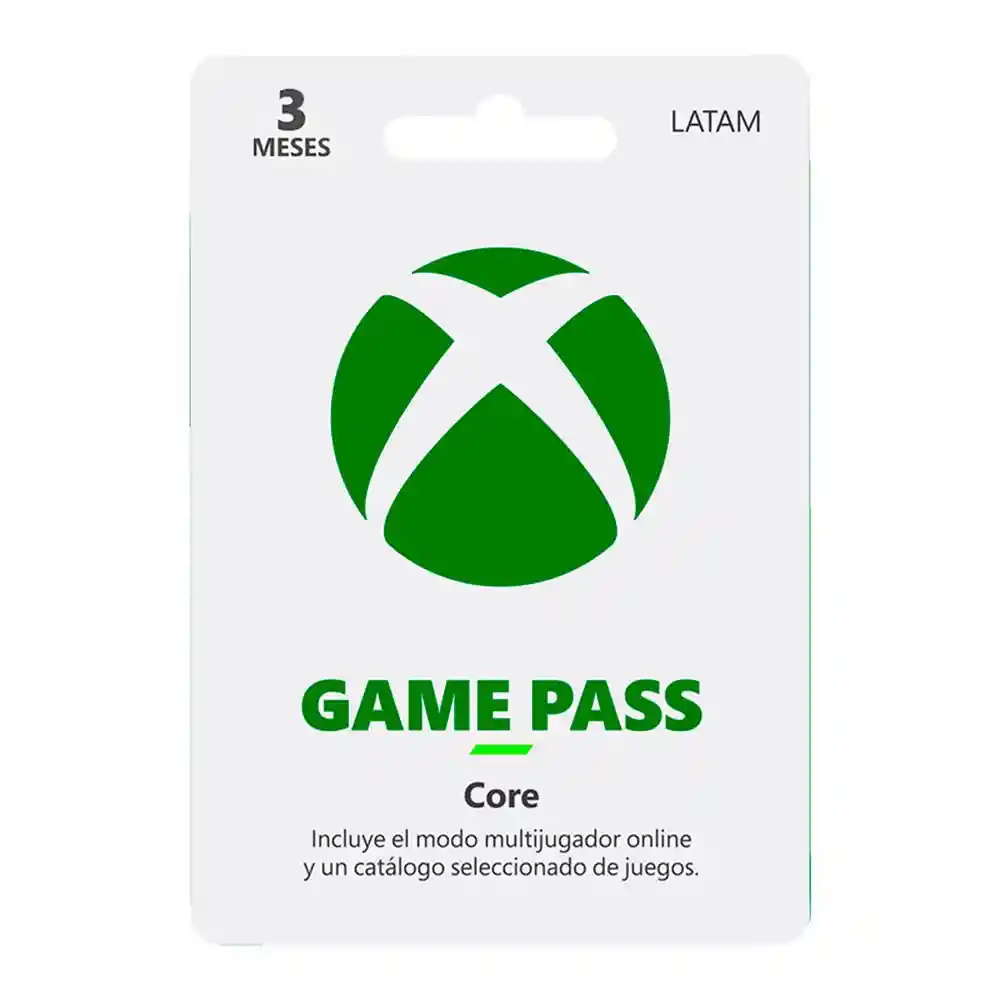 Tarjeta Xbox Game Pass Core 3 Meses.