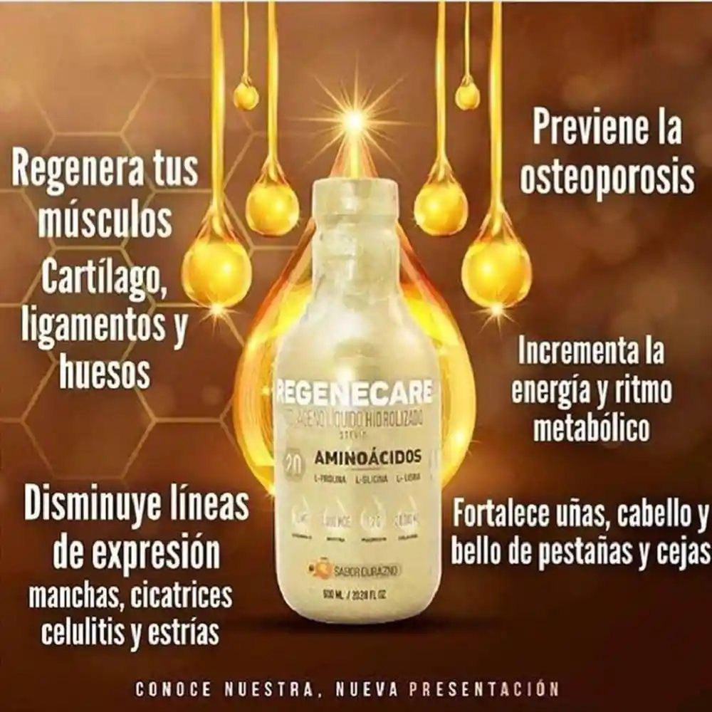 Regenecare Colágeno Líquido Hidrolizado con Sabor a Durazno