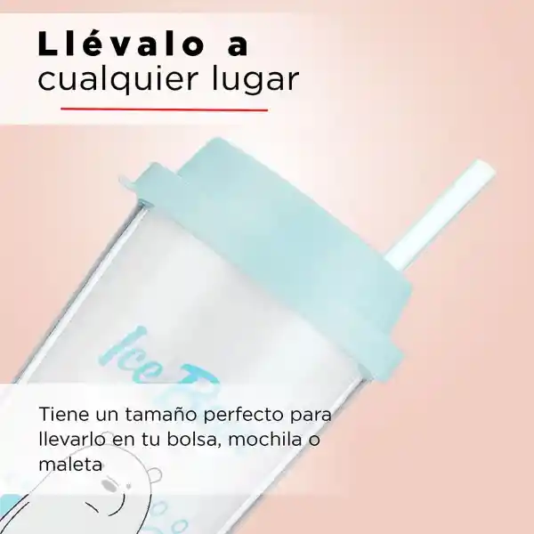 Miniso Vaso de Plástico Con Pitillo Oso Polar 550 mL