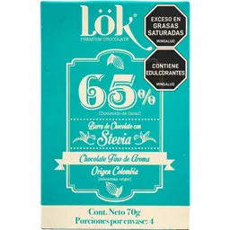 Lok Barra Chocolate 65% Cacao Con Stevia