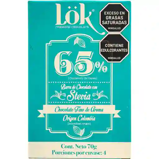 Lok Barra Chocolate 65% Cacao Con Stevia