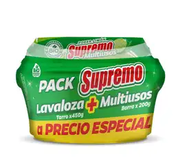 Precio Especial Crema Supremo Lavaloza Limon + Barra Multiusos (650 Gr)