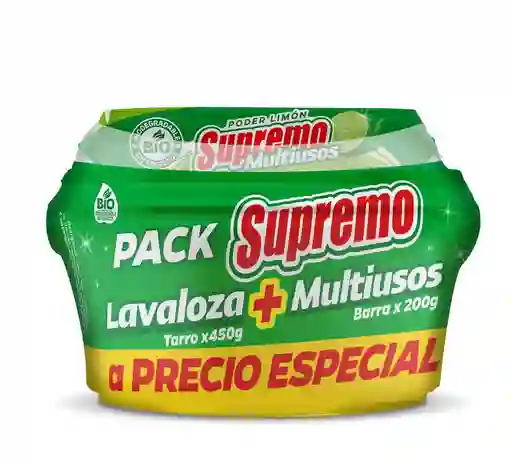 Precio Especial Crema Supremo Lavaloza Limon + Barra Multiusos (650 Gr)