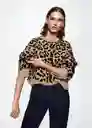 Jersey Leopard Camel Talla 24 Mujer Mango