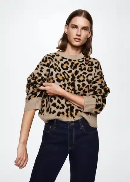 Jersey Leopard Camel Talla 24 Mujer Mango