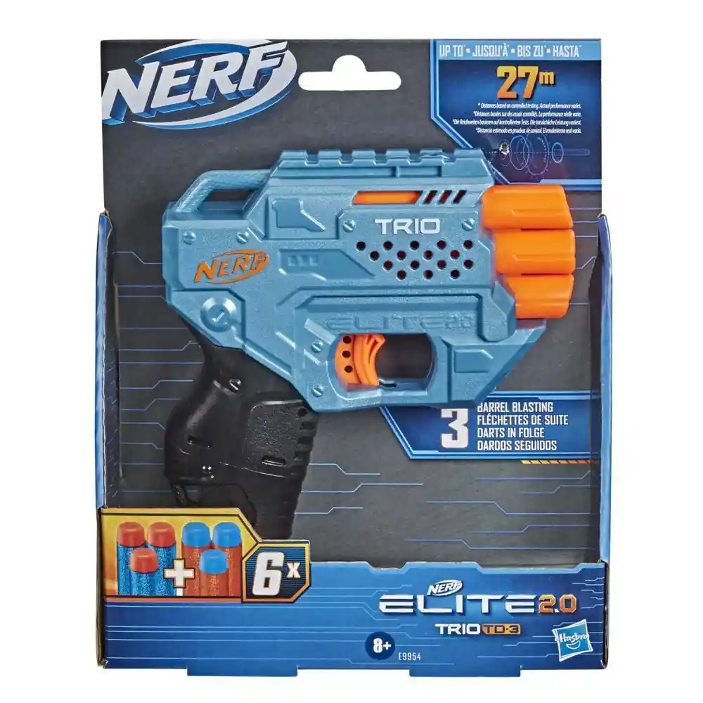 Nerf Lanzador Elite 2.0 Trio Td-3 Dardos Oficiales 