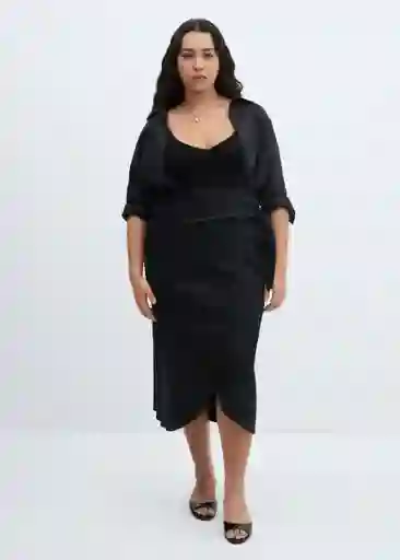 Falda Pareo Negro Talla L Mujer Mango