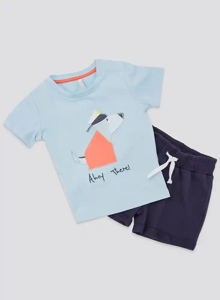 Conjunto Corto Bebé Niño 2t-azul
