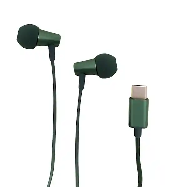 Miniso Audifonos Mini Con Cable Trenzado Verde Modelo 8459t