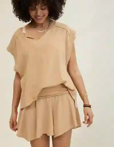Camiseta Aerie Café Talla Medium 3854214 American Eagle