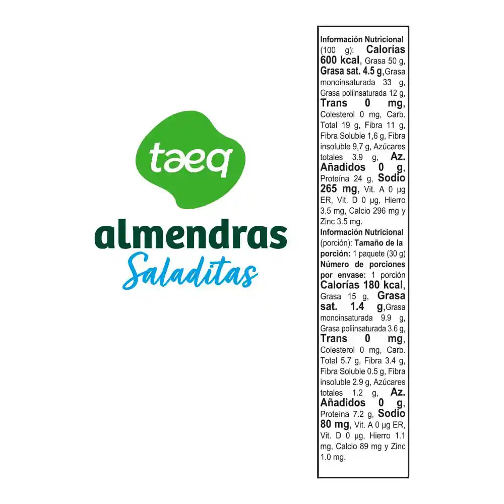 Almendras Taeq Saladitas (30 Gr)
