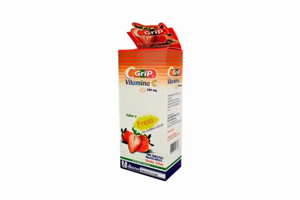 C-Grip Suplemento Tabletas Masticables Sabor Fresa