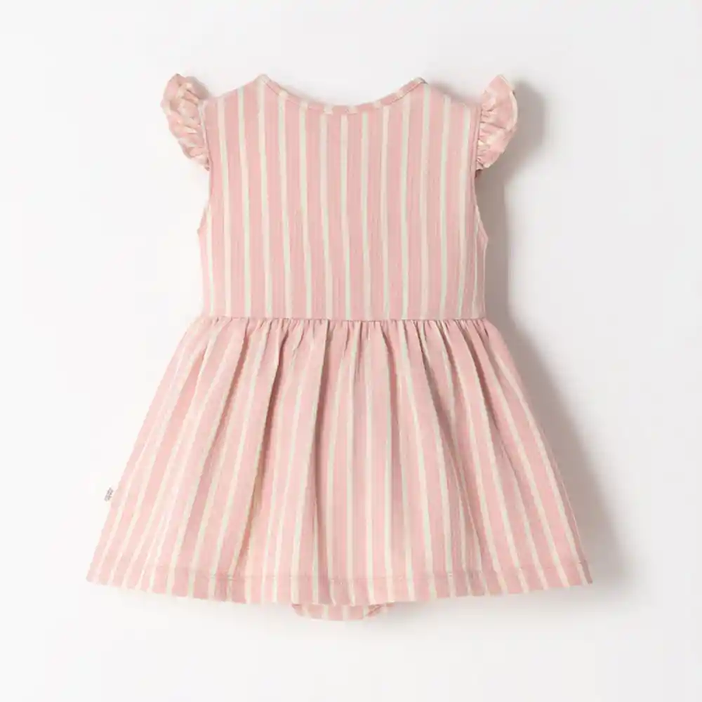 Vestido Corto Con Body Manga Corta Bebita Fexar Baby Fresh Talla 12-18m