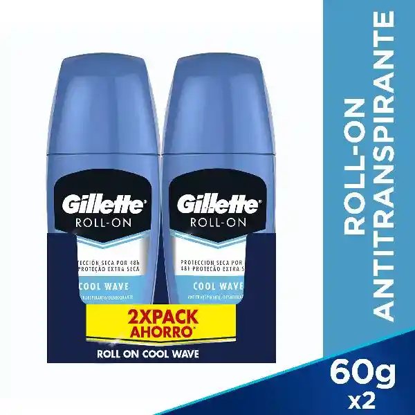 Gillette Desodorante Cool Wave en Roll On x2 Und