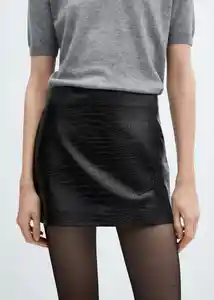Falda Croco Negro Talla M Mujer Mango