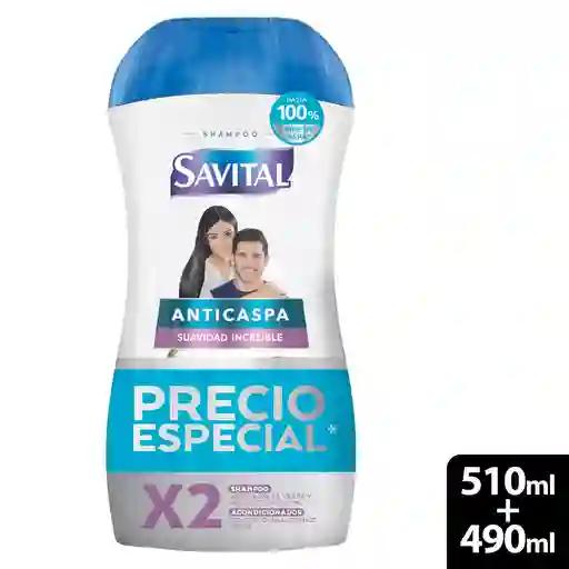 Savital Shampoo Anticaspa Con Té Verde y Seda