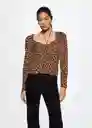 Blusa Kendal Marron Talla M Mujer Mango