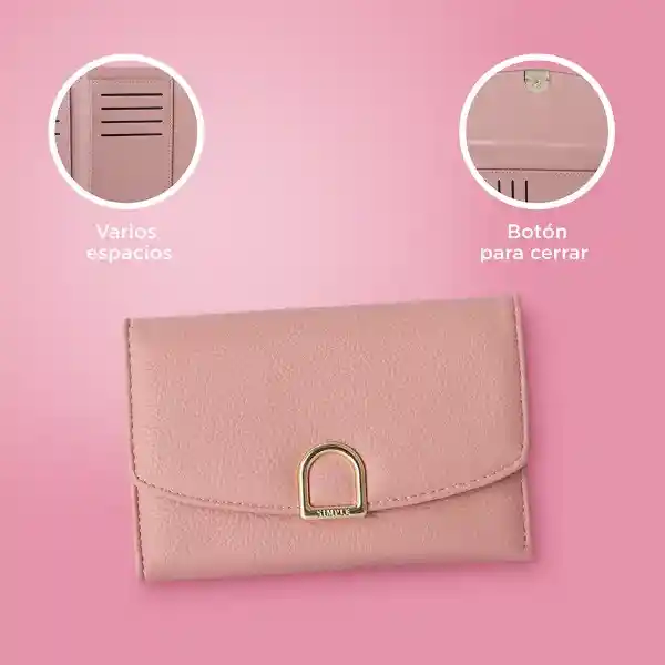 Cartera Para Mujer Con Hebilla Dorada Rosa Serie Miniso