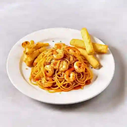 Espaguetis con Camarones