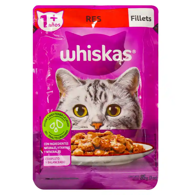 Whiskas Alimento para Gato Adulto con Carne de Res en Filetes	
