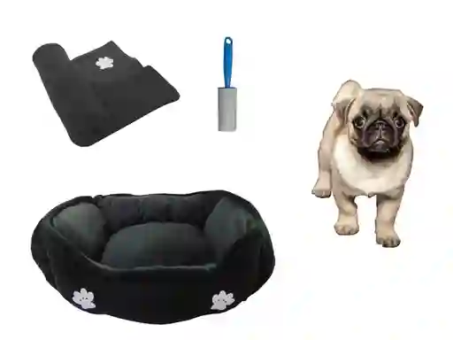 Hally Pets Set Cama + Cobija + Quitamotas Gris OT0002