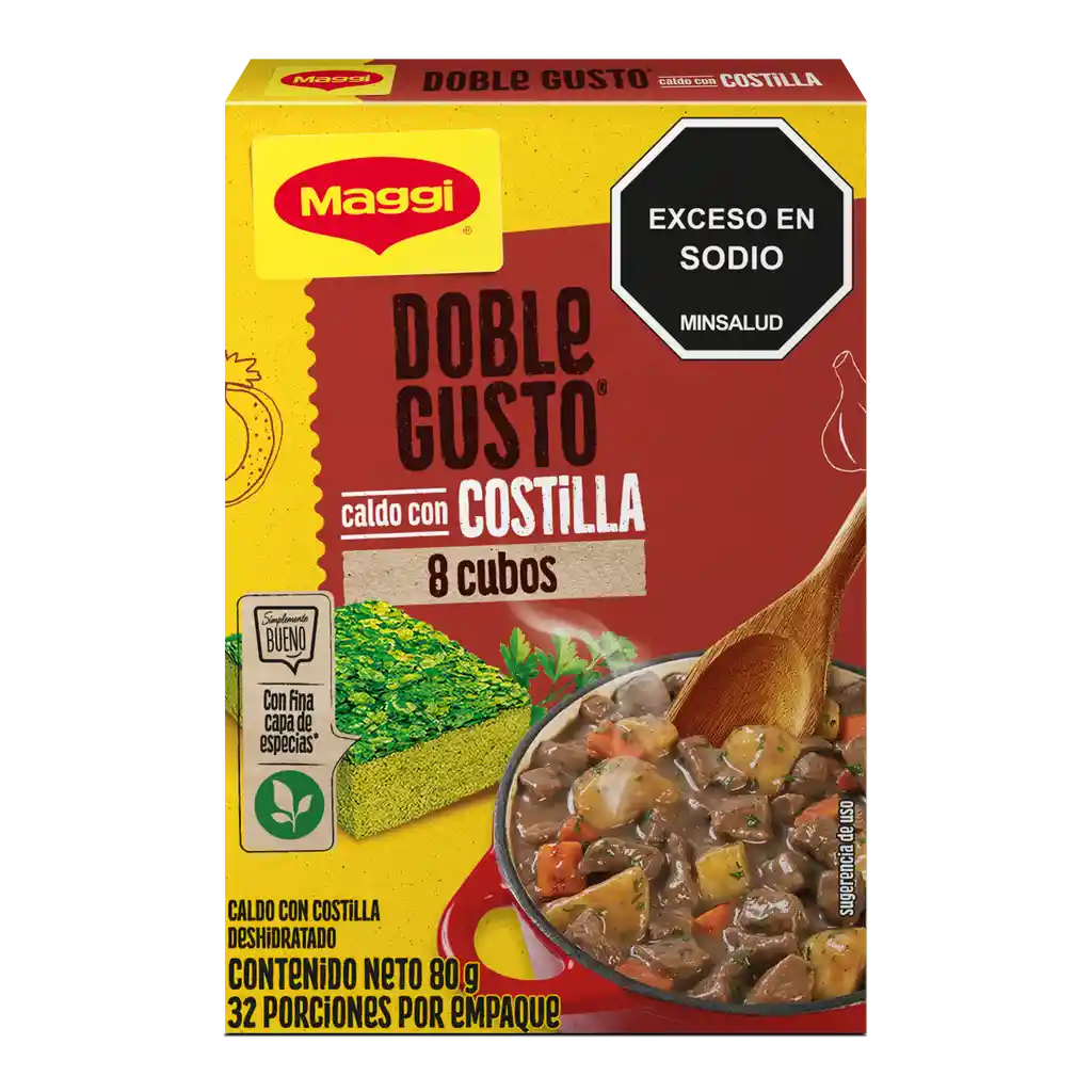 Caldo con Costilla MAGGI Doble Gusto 8 cubos x 80g