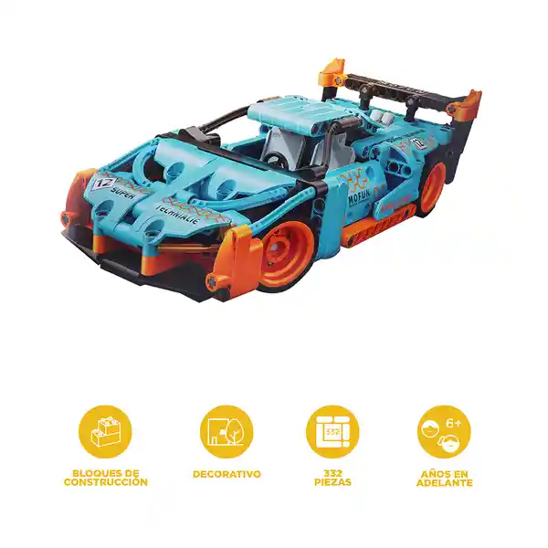 Set de Bloques Coche de Carreras Pull Back Azul Miniso