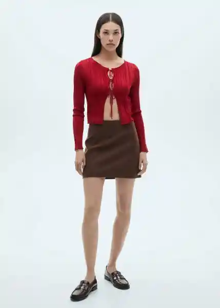 Abrigo Cardigan Oporta Rojo Talla L Mujer Mango