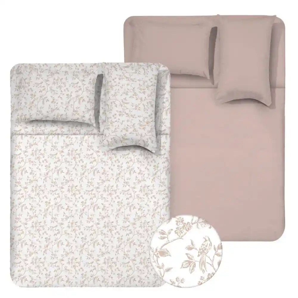 Setx2 Jgo Cama Semi Estampado