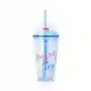 Vaso Plástico Con Pitillo de Serie Mini Family 600 mL Miniso