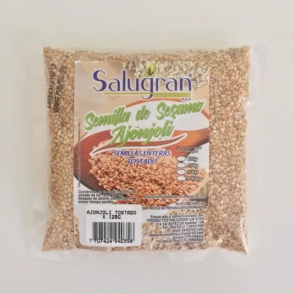 Salugran Semilla de Sésamo Ajonjolí Enteras Tostadas
