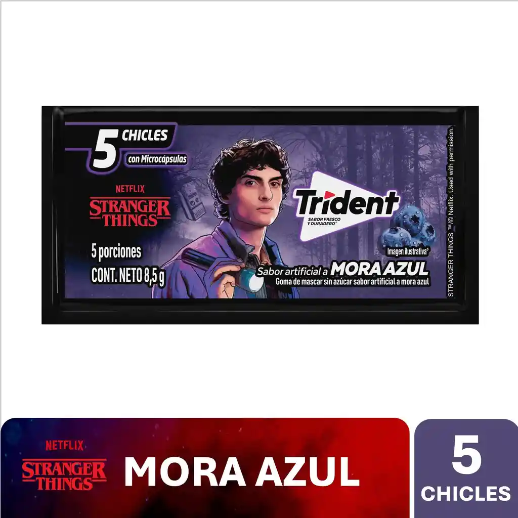 Chicle Trident Sin Azúcar Sabor Mora 5 Und